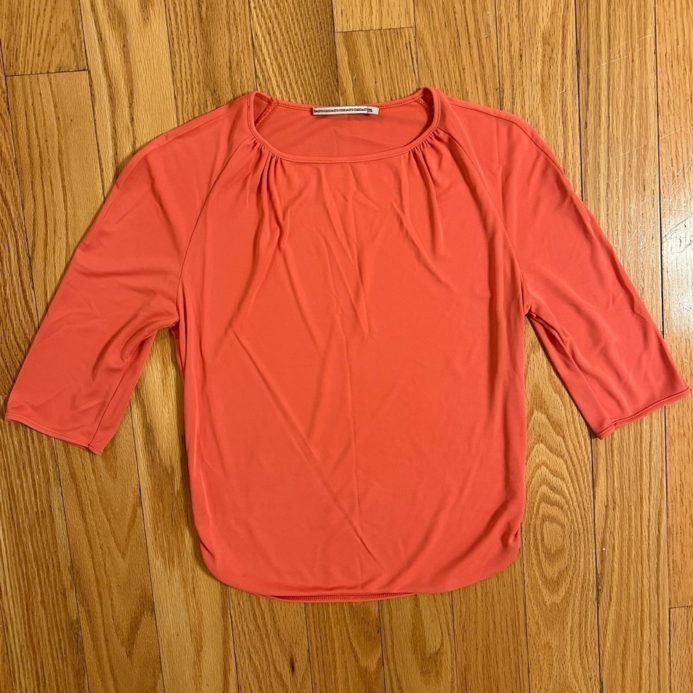 Fendissime FENDI Women’s 3/4 Sleeve Top soft stretchy peach orange Sz US 8